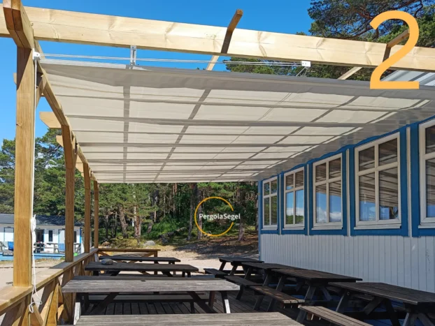 Pergolamarkis på uteservering, Ljusterö - Projekt nr 2