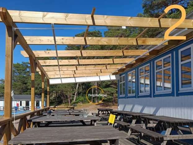 Pergolamarkis på uteservering, Ljusterö - Projekt nr 2