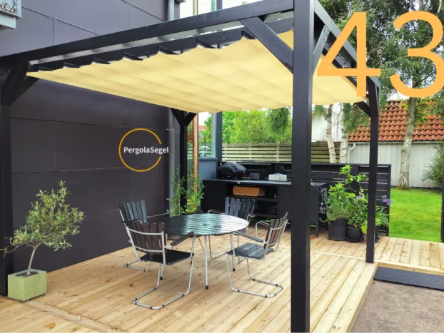 Pergolamarkis vid uteplats i Viken – Projekt nr 43