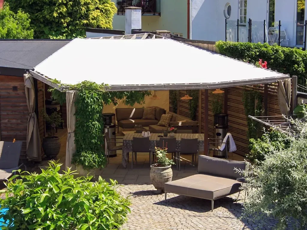 Segelduk pergola uteplats - pergolasegel.se